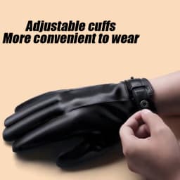Autumn and Winter Black Gloves Men's One Pair PU Leather With Velvet Lining Gloves Waterproof for Motorcycle Riding