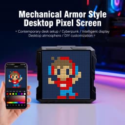 Bluetooth LED Matrix Pixel Screen DIY Graffiti Animation Art Display Panel with Night Light Cool Mecha Frame for Game Room Decor