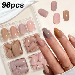 96pcs/box Short Square Cat Eye Press On Nails 4colors Glossy Glitter Cat Eye French Fake Nails Full Cover Acrylic Fake Nails Y2K