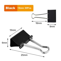 30/20/15/10/5Pcs Binder Clips Black Foldback Clips 15/19/25/32/41/51mm Office Clip Paper Clips for Home School Office Storage
