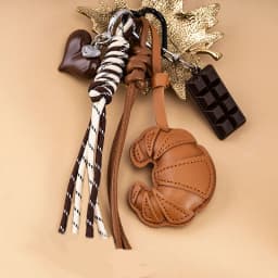 New Braided Rope Croissant Keychain Heart Shape Mobile Phone Chocolate Bag Pendant Charms Ornaments Gifts