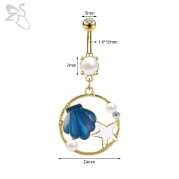 ZS 1 PC Cute Shell Pendant Belly Button Ring Moonstone Drop Belly Rings 14G Stainless Steel Summer Flower Navel Piercing Jewelry