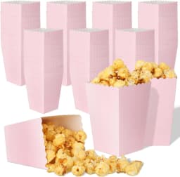 6pcs Rose Gold Pink Stiff Paper Mini Party Popcorn Boxes Pop Corn Candy/ Sanck Favor Bags Wedding Birthday Movie Party Tableware