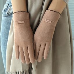 Slim Vintage Windproof Touch Screen Gloves Women Winter Full Finger Hand Warmer Suede Glove Female Young Students Wholesale G027