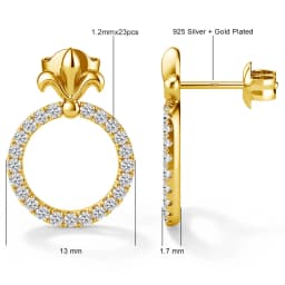 Circular Design 14K Gold Filled Stud Earrings Full Mossanite for Women Girl with 925 Silver Base Great Value Wedding Jewelry