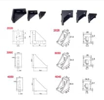 5pcs/10pcs 3030 Corner Bracket Fitting Black Angle Aluminum Connector 3060 4040 4080 for Industrial Aluminum Profile