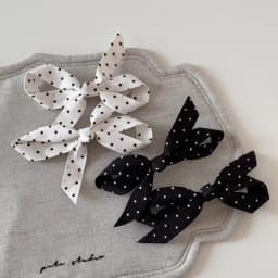 2pcs Sweet polka dot bow hair clip, side clip, French retro, niche, high-end bangs clip, bow hair accessory
