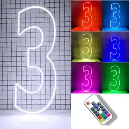 30inch Color-Changing Neon Sign Numbers - Free Standing & Hanging Option for Birthday Wedding Party Decor Lighting