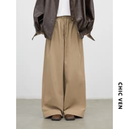 CHIC VEN New Women Pants Solid Loose Casual Retro Elastic Waist Drawstring Pleated Female Texture Trousers Spring Autumn 2026