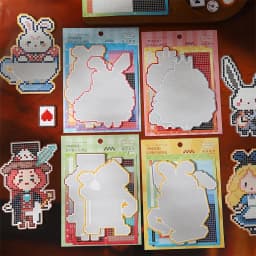 Journal GO 4pcs DIY Pixel Perler Bead Sticker Book Creative Journal Supplies Scrapbook Material Cute Pixel Bead Stickers