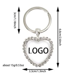 Personalized Custom Crystal Peach Heart Keychain Cabochon Pendant Key Ring Baby/Mom/Dad /Couple/Family Gathering Souvenir Gift