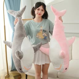 Simulated Shark Sea Creature Blue Pink Grey Fish Toy Super soft Dolls Cartoon Pillow Bed Decor Birthday Gift for Girls Boys