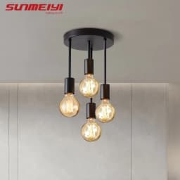 1pc Black Modern Simple Four-head E27 Bulb Base Ceiling Lamp Suitable for Entrance Bedroom Kitchen Corridor Chandelier