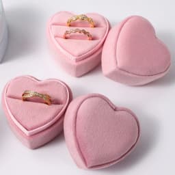 Velvet Heart Ring Box Proposal Engagement Romantic Luxury Jewelry Gift Box Wholesale Custom Logo Bulk Supplier Factory Direct
