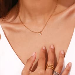 La. Muses Asymmetric Rice Bead Round Bead Chain Cubic Zirconia Pendant Stainless Steel Women's Necklace High-end Jewelry Gift
