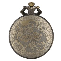 Hollow Out Life Tree Pattern Bronze Pocket Watch with Necklace Chain Arabic Numerals White Dial Vintage Style Pendant Watch Gift