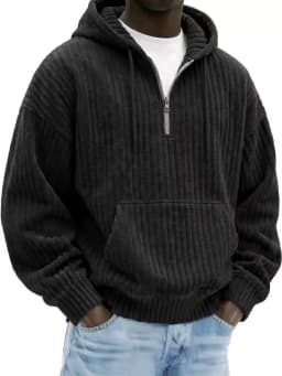 2026 Men Vintage Knit Zip Hoodie, Loose Pullover Sweatshirt, Long Sleeve Casual Streetwear Daily Autumn Winter Tops