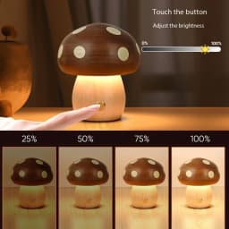 Creative LED Solid Wood Mushroom Night Light Bedroom Bedside Atmosphere Lighting Children's Room Desk Lamp