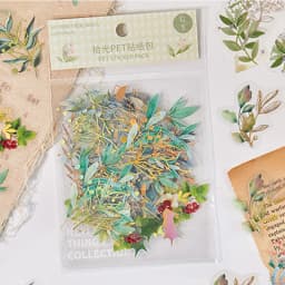 40Pcs/Bag Aesthetic Flower Stickers Pack Fresh Plant Hand Account DIY Material Decorative Stationery Stickers