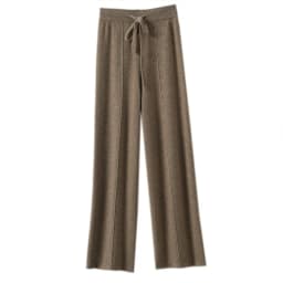 Women's Solid Color Wool Knitted Wide Leg Pants Autumn Winter Basic Soft Warm Cashmere Knit Trousers Casual Simple Style Korean