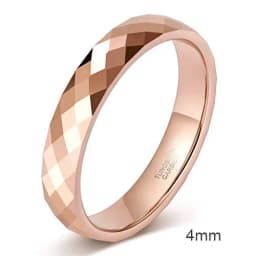 Tigrade 4mm Faceted Edge Tungsten Wedding Rings Rose Gold/Black/Gold Color Engagement Band for Women Men Comfort Fit