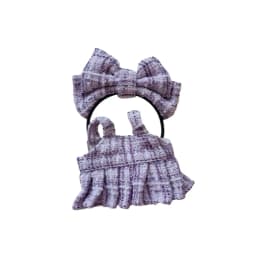 15/17cm LABUBU Doll Tweed Outfit With Headband Set For Gen1 2 3 Labubu Clothing Accessories Sitting Party