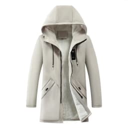Mens Cotton Windproof Solid Color Coats Parkas Jackets for Men Long Hooded Coat Winter New Warm Thick Fleece Parkas Jacket