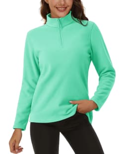TACVASEN Stand Collar 1/4 Zip Fleece Pullover Womens Outdoor Sports Casual Tops Autumn Winter Lightweight Soft Warm Sweatshirt