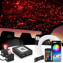 14W Split Starlight Headliner Kit, Fiber Optic RGBW Star Lights for Car Roof Ceiling with 1/2/4 Light Heads, APP/Remote Control, Static 10 Colors