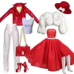 1/6 Doll Clothes Parts Red Classic 9 Style Clothes+Dress+Trousers+Shoes+Bag Set For Babi Xianxian Supermodel Doll Dress Up
