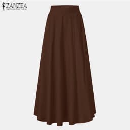 2026 ZANZEA Women Elegant Party Maxi Skirts Spring High Waist Faldas Saia Stylish Long Jupe Solid A-line Pleated Skirt Oversize