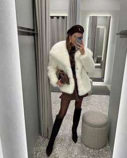 Faux Fur Coat Women Solid Fur Jacket Turn Down Collar Long Sleeve Single Breasted Loose Thick Warm Fur Casual 2025 Autumn Winter