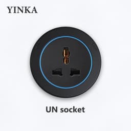 Track Socket Kitchen Wall Outlet, FR EU US UK Universal Standard Round Romovable Adapter Plug,Electrical Outlet with USB, Black