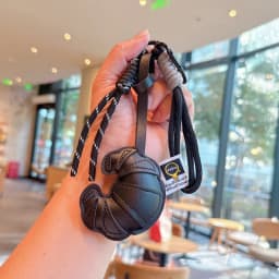 New Braided Rope Croissant Keychain Heart Shape Mobile Phone Chocolate Bag Pendant Charms Ornaments Gifts