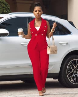 Business Work Wear Two Piece Pant Suits for Women Sets Elegant Sleeveless Blazer Top and Pencil Pants Office Lady Matching Sets