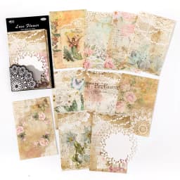 30sheets Lace Material Paper Junk Journal Decor DIY Supplies Scrapbooking Art Collage Aesthetics Stationery Craft Paper