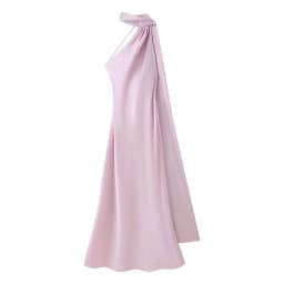 Elegant Long Silk Satin Dress Neck Hanging Pure Color Slim Fit Women's Summer New Fashion Dress City Commuting Casual Wedding