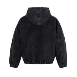 American Retro Half Open Airplane Buckle Hooded Sweatshirt for Men Y2k Korean Fashion High Street Loose Denim Hoodie Pullover