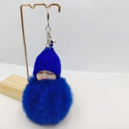 Sleeping Baby Key Ring Bag Pendant Pompom Key Buckle Faux Rabbit Fur Keyrings Plush Knitted Hat Keychain Fluffy Jewelry Key Ring