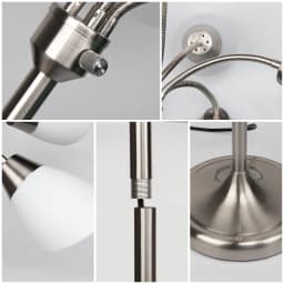 Modern Reading Floor Lamp Stand Up Lamps with Adjustable Arms 5 Head PVC Lampshade Sand Nickel Modern Bright Tall Metal Pole Lamp
