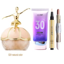 Mack Andy Ballet Loose Setting Powder Colour Diary Black Pearl Magic Air Cushion and Shezi Base Makeup Set Super Concealer Combo