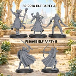 Fantasy Elf Party Miniatures Set 28mm/1:56 Scale, Tabletop RPG Elf Character Figures, Woodland Adventure Heroes Team for RPGs