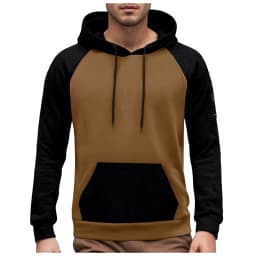 Men's Long Sleeve Color Blocked Pullover Hoodie With Zipper Pocket Fleece Lined And Thickened Hoodies for Men Pullover