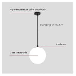 White circular glass ball pendant light, bar restaurant shop decorative light, study room bedroom light, bar desk lamp