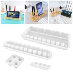 DIY Pen Holder Shelf Rack Resin Mold Multifunctional Mobile Phone Stand Desktop Storage Moldes De Silicona Resina Epoxi