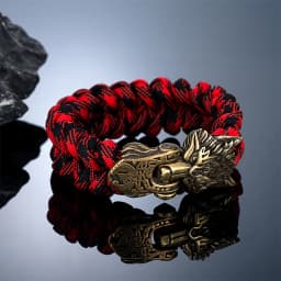 Vintage Vikings Wolf Survival Rope Bracelet for Men Bronze Stainless Steel Clasp Charm Norse Runes Handmade Male Women Jewelry