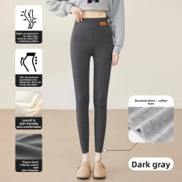 Brushed Ribbed Leggings for Women Tummy Control Butt Lift High Waist Grey Thermal Pants Winter Warm Cotton Base Layer Tights