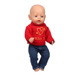 Red Color Doll Clothes Set For 43cm Baby New Born Doll Christmas Dress Suit Pair Necklace For American 18 Inch Girl&OG Dolls Toy