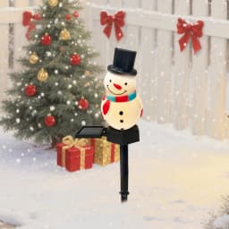 1pc Christmas Cute Snowman Shape Pathway Lights Solar LED Waterproof Walkway Landscape Light For Home Garden Winter Yard Decor