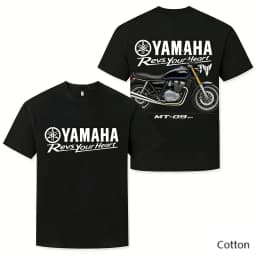 2026 YAMAHA White Oversized Retro Racing Print Cotton T-Shirt Unisex Breathable Biker Street Top